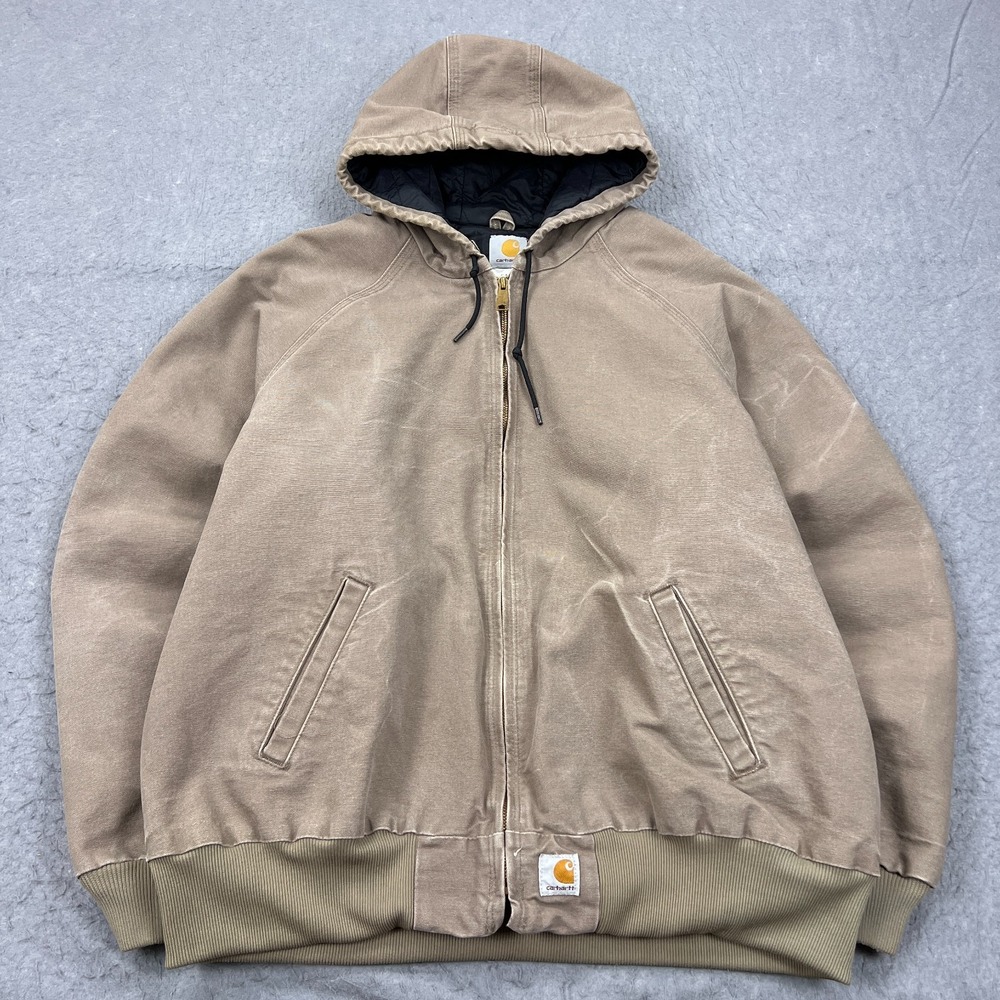 VTG Carhartt J268 MUS Jacket Men's 2XL Thermal Lined Hooded Canvas USA Made 90s‎
